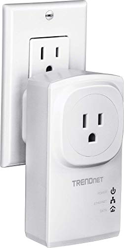 Image of TRENDnet Powerline 500 AV Nano Adapter Kit with Built-in Outlet, Power Outlet Pass-Through, Includes 2 x TPL-407E Adapters, Plug & Play, Ideal for Smart TVs, Gaming, White, TPL-407E2K