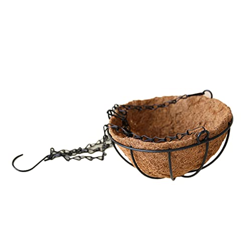 BEBEMOKO 30,5 cm großer Metall-Hängetopf mit Kokosnusskorb, runder Stahldraht, Pflanzenhalter für Innen- und Außendekoration, 30 cm Hängetöpfe für Garten und Balkon