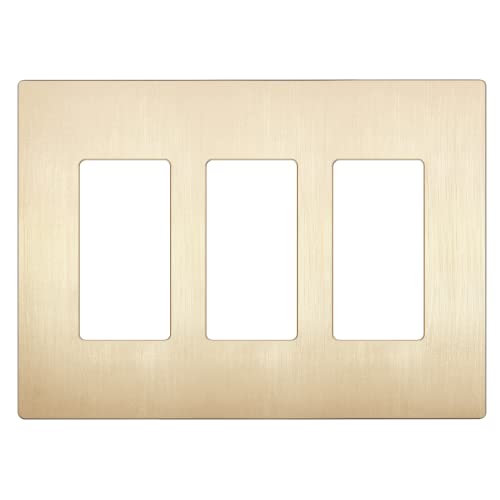Image of LIDER Decorator Switch Cover, Screwless Wall Plate, Mid-Size 3-Gang 4.88 inch x 6.77 inch, LSWP-33M-BGD, UL Listed, Thermoplastic, Brushed Gold, 1-Pack
