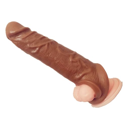 Super 9 inches Soft Bigger Sleeve Extender Sheath for Men Male Enhancement Extension Sleeve Massage (Brown)