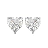 1 Ct Heart Shape Lab Grown Diamond Stud Earrings in 14K White Gold