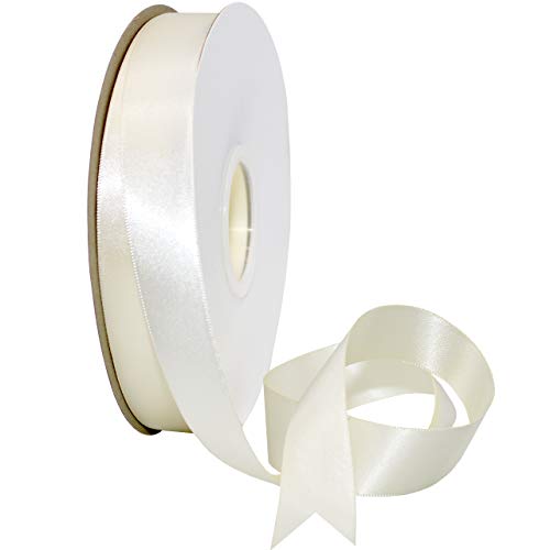 Image of Morex Ribbon Double Face Satin Ribbon, 7 /8 inchx 50 Yd, Antique White