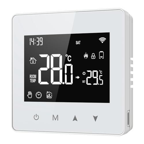 Mcclellanty Tuya Wifi Termostato Hogar Inteligente Controlador de Temperatura Alimentado por BateríA para Caldera de Gas Funciona con Asistente de Voz