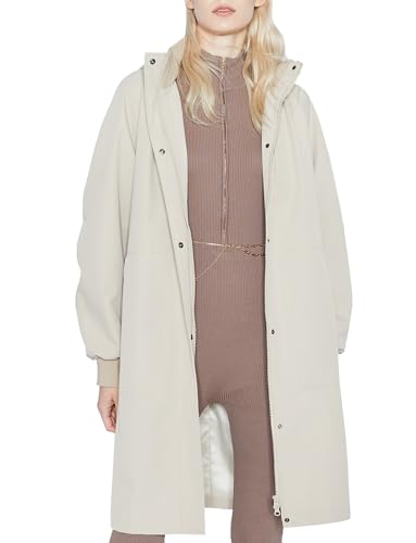 Orolay Women's Casual Hooded Raincoat Spring Light Jacket Zip Up Long Overcoat Warm Windbreaker with Belt