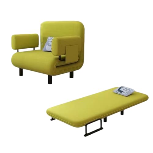 xixining ソファーベッド シングル 1人掛け 折りたたみ ソファー シート シングル ひじ掛け リクライニング ふかふかクッション付 カバー取り外し洗濯可 省スペース おしゃれ 仮眠 昼休み 寝れる 椅子 組立簡単 一人暮らし 来客用 (グリーン)