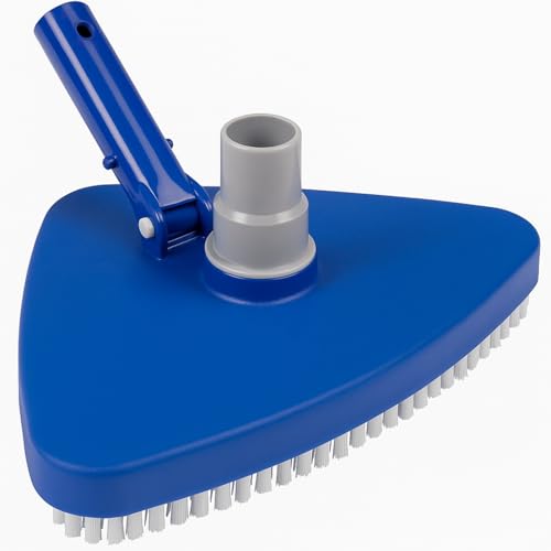 TECHZOCO Limpiafondos de Piscina Triangular Manual, Cabezal de aspiradora de Piscina, Cepillo Aspirador Suelo de Piscina, Apto para Mástil de 32mm y Manguera de Ø35-38 mm, Tamaño Cabezal 32 x 32 cm