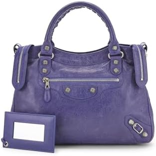 Pre-Loved Purple Agneau Giant 12 Town Bag, Purple