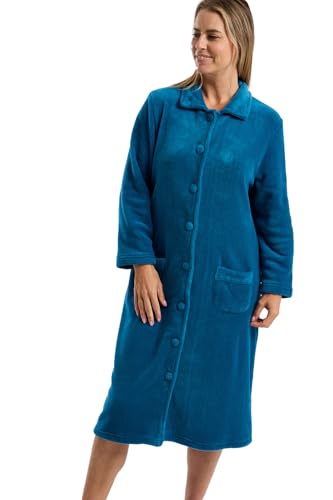 Marlon Ramona Robe de chambre confortable en polaire corail pour femme - Robe douce et chaude avec fermeture à boutons ou à glissière, col Claudine et...