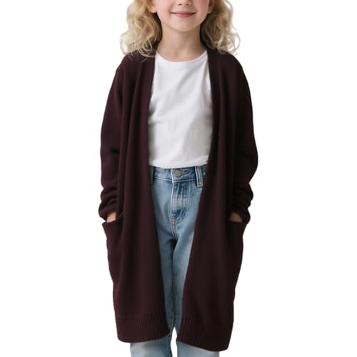 Girls Open Front Cardigan Sweaters Knit Solid Long Sleeve Chunky Oversized Fall Coat Soft Warm Loose Winter Clothes