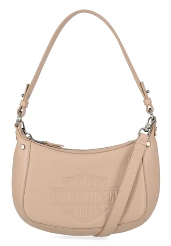 Harley-Davidson Women's Flat Studded Bar & Shield Leather Hobo Bag - Tan