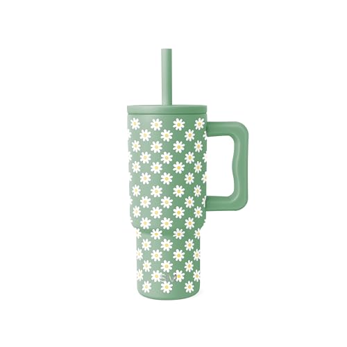 Image of Simple Modern Kids 24 oz Tumbler with Handle and Silicone Straw Lid | Spill Proof and Leak Resistant | Reusable Stainless Steel Bottle | Gift for Kids Boys Girls | Trek Collection | Sage Florals