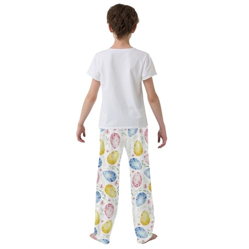 Easter Egg Floral Boys Long Pants Soft Trousers Elastic Waist Kids Lounge Bottoms with Pockets S-XL3
