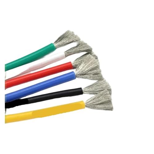 1pcs 1M/5M Heat-Resistant Cable 30 28 26 24 22 20 18 16 15 14 12 10 8AWG Soft Silicone Wire Flexible Copper(White,5 Meters_20AWG)