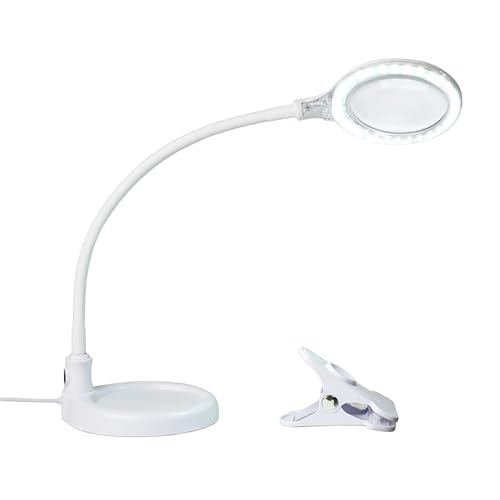 Brightech LightView Pro Flex 2 in 1 Magnifying Desk Lamp, 2.25x Light Magnifier, Adjustable Magnifying Glass with Light for Crafts, Reading, Close Work