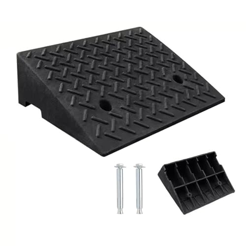 Rampa de bordillo prefabricada con orificios, borde y pendiente para automóviles, rampa umbral de goma antideslizante conectable (Color: Negro, Tamaño: 50x60x12cm)