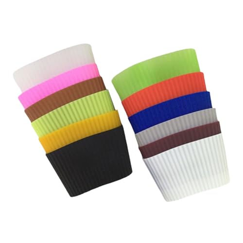 CLISPEED 12 Piezas Fundas de Silicona para Tazas Protectoras Antideslizantes Aislantes Resistentes para de Vidrio Uso Cocina y Cafetería Color Aleatorio Color Aleatorio