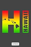  Hawaii Hi rasta Surfer Colors Notebook: Planner, 6x9 120 Pages, Matte Finish Cover, Journal, Lined College Ruled Paper, Diary