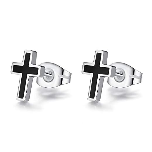Cross Stud Earrings, 925 Silver, 3 Pairs