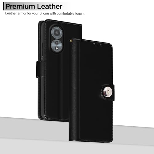 Image of Pikkme Flip Cover Leather Finish | Inside TPU with Card Pockets | Wallet Stand and Shock Proof | Complete Protection Button Flip Case for Oppo A78 4G (Black)