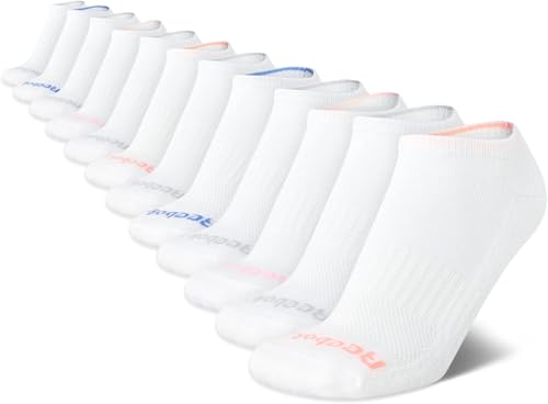 Image of Reebok Womens No Show Socks Moisture Wicking Cushion Low Cut Socks 12 Pack | Stretch Performance Fabric, Cushioned Heel and Toe, Arch Support, Comfort Seam, Shoe Size 4-10