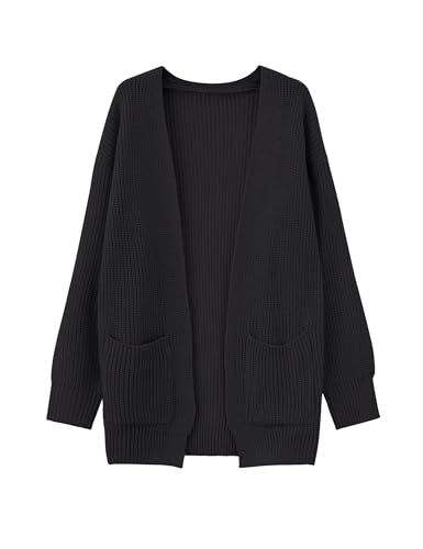 Girls Cardigan Long Sleeve Cardigans Oversized Open Front Lantern Sleeve Knit Sweater with Pockets for Kids2