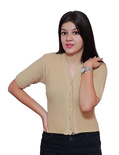 Image of Women's Hosiery Woolen Solid Half Sleeve Sweater Blouse