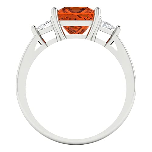 Clara Pucci 2.32 ct Brilliant Princess Cut Simulated Ruby 14k White Gold 3 Stone anniversary Wedding Engagement Ring4