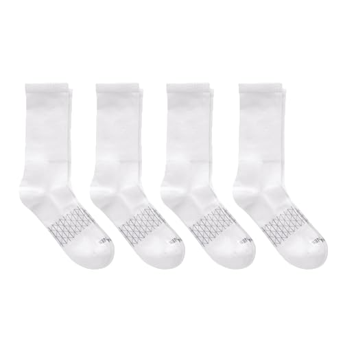 Image of Hanes Men's Socks, Absolute Comfort Cushioned Moisture-wicking Seamless Toe, 4 Pack, Ankle, Crew and Heel Shield Socks