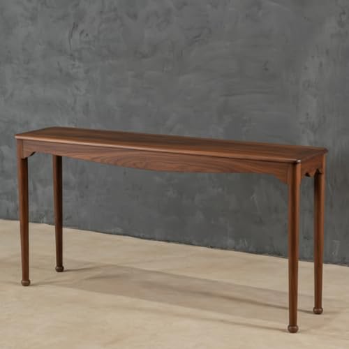 Image of Solid Wood Console Table for Living Room | Wooden Modern Side Entrance Table for Home & Office | Entryway Hallway Foyer Table with Shelf Storage