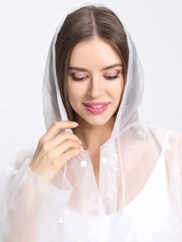welsberg Regenponcho mit Kapuze, Damen und Herren Wasserdicht Atmungsaktiv Regenjacke Reganmantel Regenschutz für Konzert Festival Camping Wandern Angeln Sport, Transparent