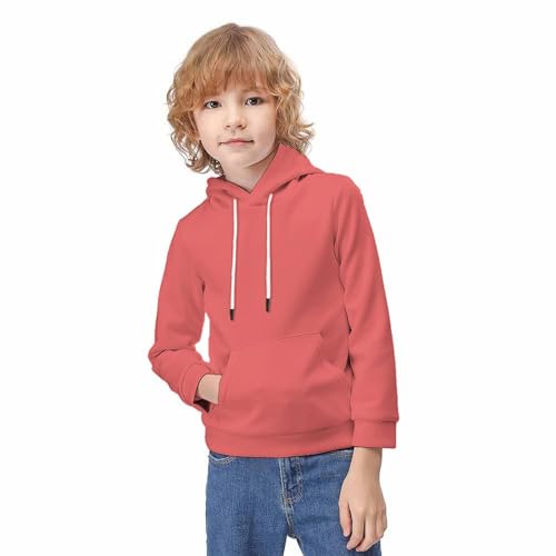 Pull à capuche couleur pure avec poches à cordon pour ados