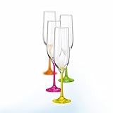 4 er Set Sektgläser Bohemia Kristall, Neon, 190 ml farbiger, 4er Set