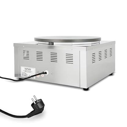 VERTES Crepes Maker Elektrisch aus Edelstahl mit 40cm Platte, 3000W, Antihaftbeschichtung, Temperatur Stufenlos Regulierbar von 50-300°C, Inkl. Holzverteiler, Gastro Profi Crepesplatte Crepesmaker – Bild 4
