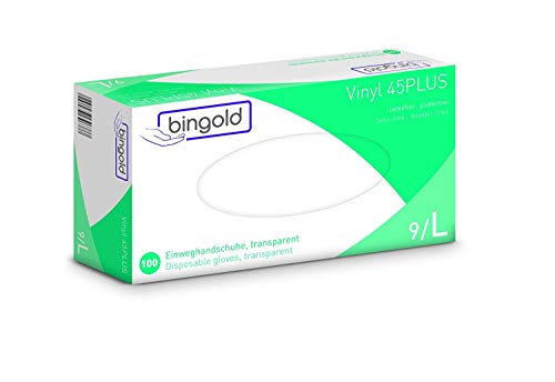 Wegwerphandschoenen Bingold Vinyl 45Plus - poedervrij - 100 stuks (S)
