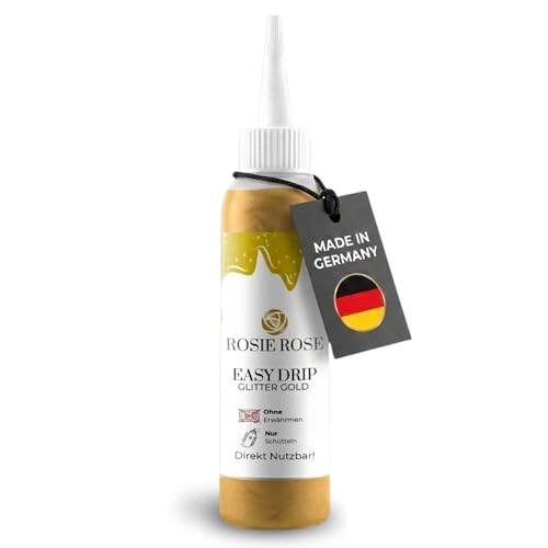 ROSIE ROSE- Easy Drip in Gold (130g) - Drip für Torte mit Metallic Effekt - Cake Glasur & Kuchenglasur für Torten Deko & Kuchen Deko - Tortenguss Drip zum Verzieren von Naked Cake & Gebäck