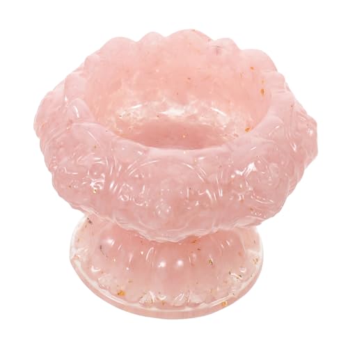 Ipetboom Cuenco Decorativo de Cristal Forma de Flor de Loto, Soporte para Pendientes y Collares, Cuenco Pequeño Rosa de Cristal Natural, Organizador para Joyas y Baratijas, Adecuado