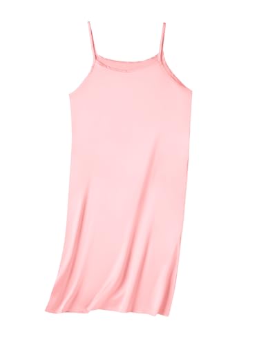 Umeyda Girl & Women's Satin Silky Nightgown Sleeveless Spaghetti Strap Pajamas Dress for Kids Sleepwear, 3 Years - XXL