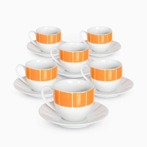 Albalù Set Tazzine Caffè con Piattino in Porcellana – 6 Tazzine Colorate Lavabili in Lavastoviglie, Tazzine Caffè Particolari per Casa o Regalo