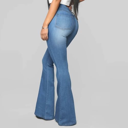 Women's High Waisted Tummy Control Skinny Flare Jeans Curvy Fit Stretch Butt Lifting Denim Pants Plus Size Casual2