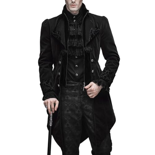 Darkrock Men Victorian Gothic Vintage Jacket Coat Black/Black Velvet Gothic Steampunk VTG Aristocrat3