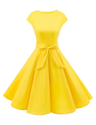 Image of Dressystar Women's Vintage 1950s A Line Cap Sleeve Cocktail Party Dress