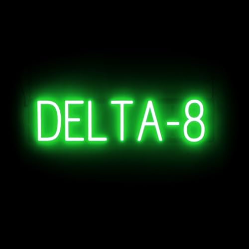 Image of SpellBrite LED Neon DELTA-8 Sign for Business - Green, 26 inch x 6 inch | Ultra-Bright Click-Together Signage for Smoke Shops, with Visibility from 500 Feet - 8 Animations, 6 Brightness Settings