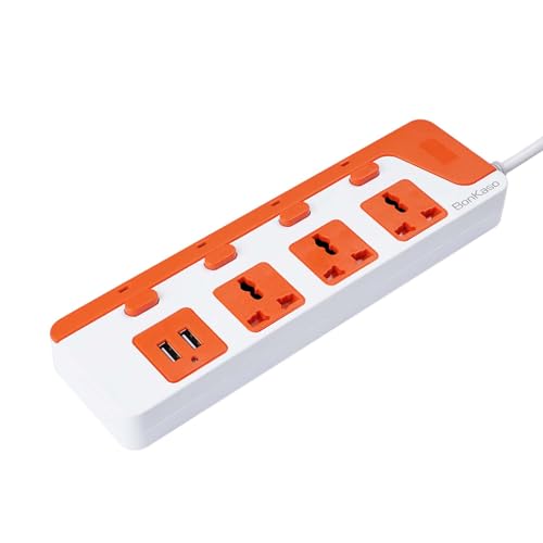 BonKaso 3-Socket Power Strip with Dual USB - 3AC Sockets, 2 USB, ...