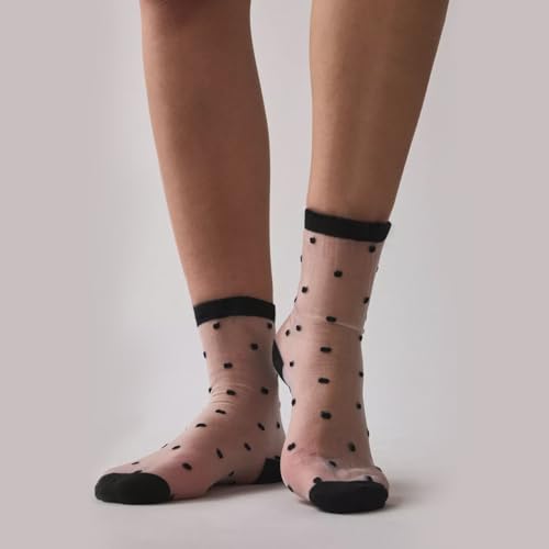 Women's Sheer Socks with Mesh Polka Dot Cute Casual Ankle Socks Ultra Thin Nylon Stocking 3-10Pairs3