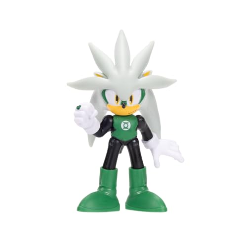 Sonic The Hedgehog DC x Sonic Silver als Green Lantern 6 cm große Actionfigur offiziell lizenziert von Jakks Pacific hochbeweglich und detailreich gestaltet Sammlerverpackung