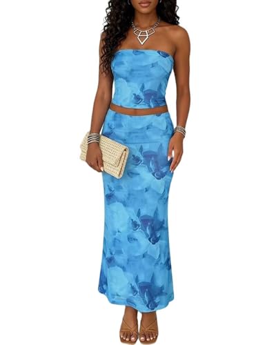 ThusFar Sexy 2 Piece Skirt Sets for Women Summer Floral