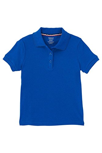 French Toast girls Short Sleeve Picot Collar (Standard & Plus) Polo Shirt, Royal, 10 12 US