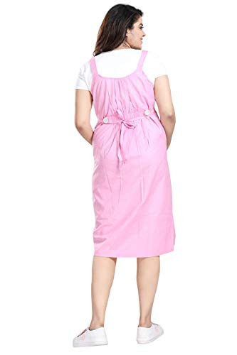 Image of MAMMA'S MATERNITY Women's Cotton Maternity /Pregnancy /Easy Breastfeeding /Feeding /Western Dress with Zippers for Nursing Pre and Post Pregnancy