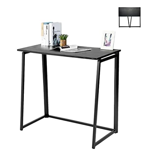 MEUBLE COSY Bureau Pliable pour Ordinateur Table de Bureau Pliante Bureau Informatique Taille Poste de Travail, Noir, 80x40x74cm