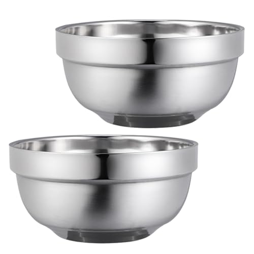 jojofuny Juego 2 Cuencos de Acero Inoxidable Doble Pared 16Cm 850Ml Bol Antiescaldaduras Reutilizable para Sopa y Fideos Utensilios de Cocina Versátiles para Uso Doméstico y Restauración